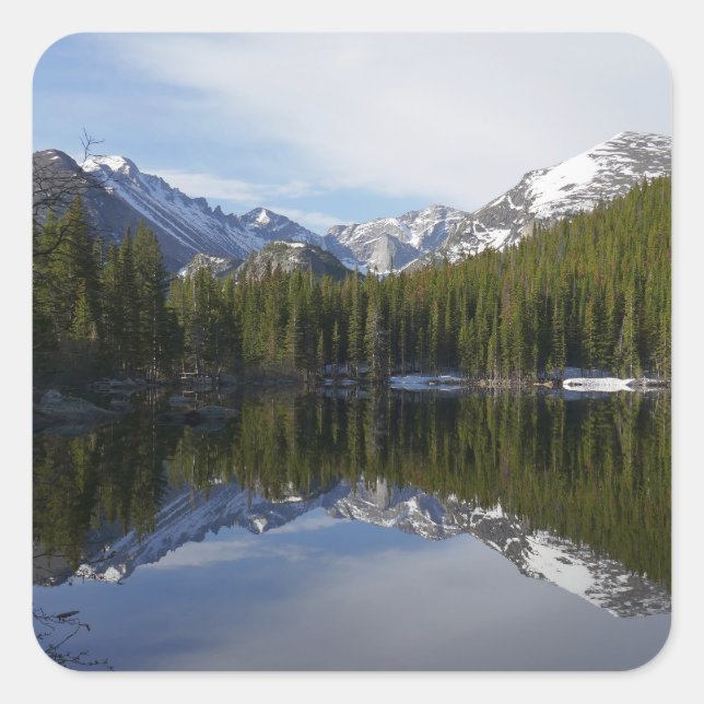 Bear Lake Reflection II Quadratischer Aufkleber (Vorderseite)