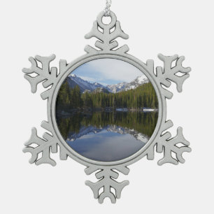 Bear Lake Spiegelung II Schneeflocken Zinn-Ornament