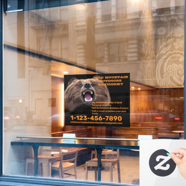 Bear Large Game Taxidermy Shop anpassen Fensteraufkleber (Café-Fenster)