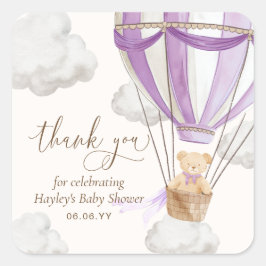 Bear Lilac Bearly Wait Teddy Bear Lilac Dankeschön Quadratischer Aufkleber