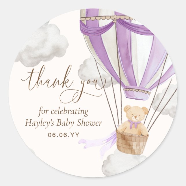 Bear Lilac Bearly Wait Teddy Bear Lilac Dankeschön Runder Aufkleber (Vorderseite)
