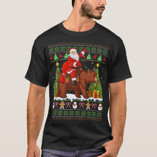 Bear Lover Funny Ugly Santa Riding Bär Weihnachten T-Shirt