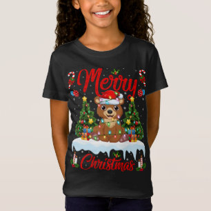 Bear Lover Xmas Lighting Weihnachtsmannmütze Bären T-Shirt