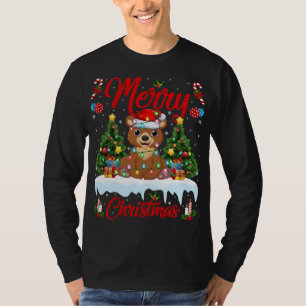 Bear Lover Xmas Lighting Weihnachtsmannmütze Bären T-Shirt