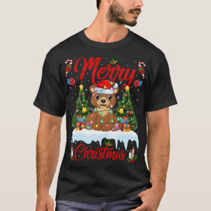 Bear Lover Xmas Lighting Weihnachtsmannmütze Bären T-Shirt