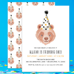 Bear ly Believe It 1st Birthday Invitation - Teddy