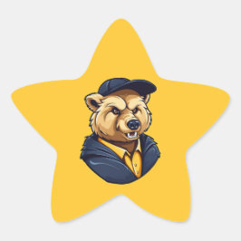 Bear Mascot | Blue & Gold - Uni Stern-Aufkleber