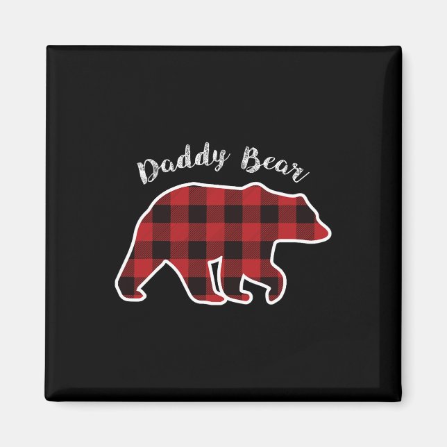 Bear Men Red Kariert Christmas Pajama Vater Gif Magnet (Vorne)