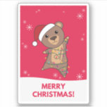 Bear Merry Christmas Winter Animals Bears Sticker<br><div class="desc">Bear for Christmas with fairy lights. Funny animals with gifts and snow to the holidays. Also funny for Christmas in July. Bears are sweet animals and perfect for Christmas.</div>