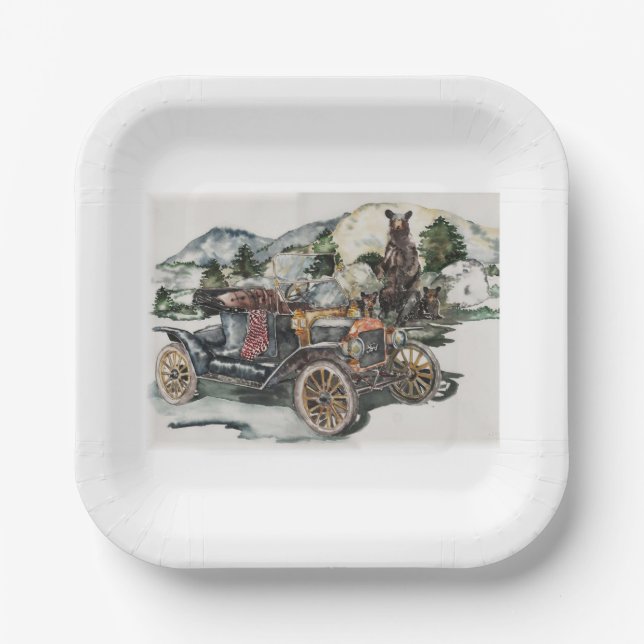 Bear Mischief Pappteller (Vorderseite)