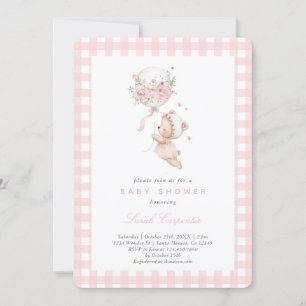 Bear mit Balloon Baby Shower Girl Einladung