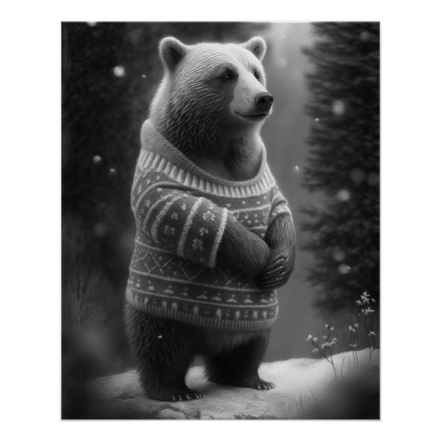 Bear mit einem gemütlichen Pullover Poster (Vorderseite)