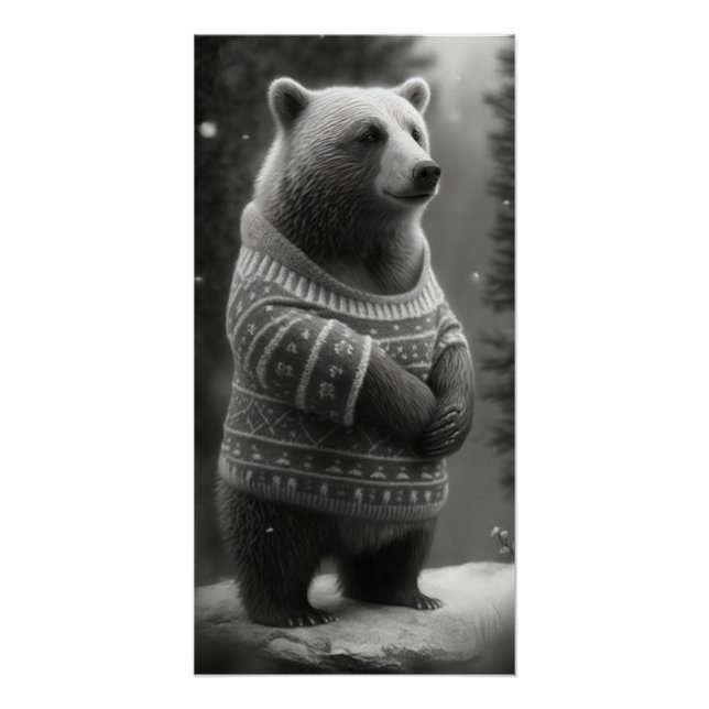 Bear mit einem gemütlichen Pullover Poster (Vorderseite)