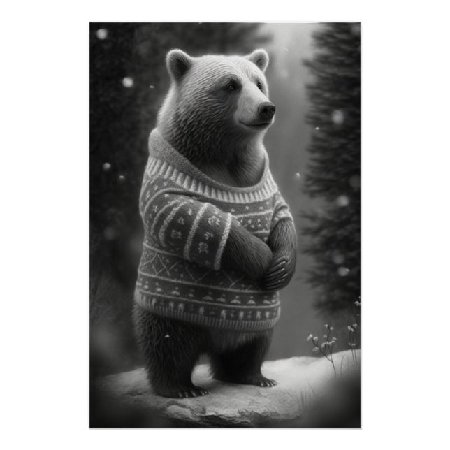 Bear mit einem gemütlichen Pullover Poster (Vorderseite)