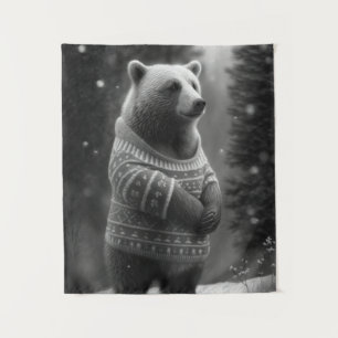 Bear mit einem gemütlichen Pullover Wandteppich