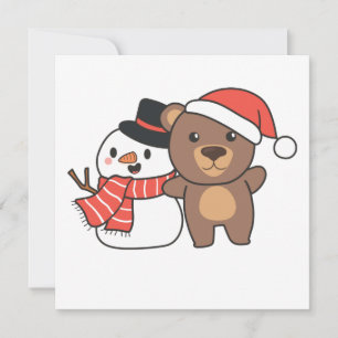 Bear mit Snowman im Winter für Weihnachts-Invitati Einladung