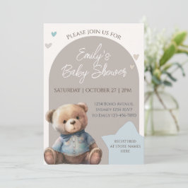 Bear Modern Boho Babydusche Einladung