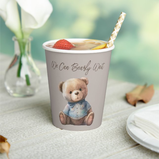 Bear Modern Boho Beige Babydusche Pappbecher (In Situ)
