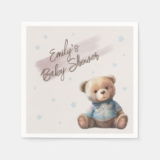 Bear Modern Boho Blue Baby Dusche Serviette