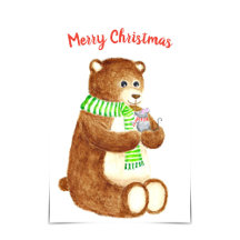 Bear & Mouse Frohe Weihnachtswatercolor-Karte