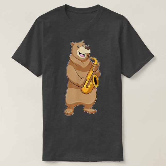 Bear Musician Saxophone Music  T-Shirt (Design vorne)