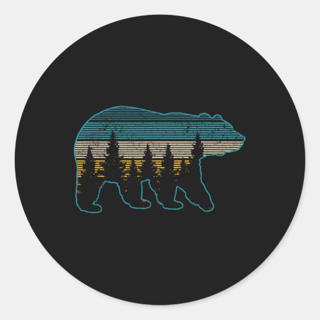 Bear Nature Grizzly Brown Black Bear Hiking Huntin Runder Aufkleber (Vorderseite)