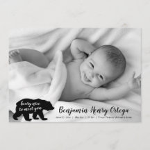 Bear Nice to Meet You Baby Photo Faire-part