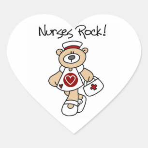 Bear Nurses Rock T - Shirt und Geschenke Herz-Aufkleber