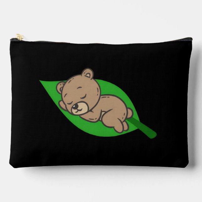 Bear on a Leaf Large Zubehörtasche (Vorderseite)