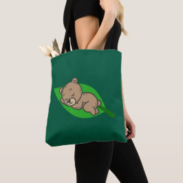 Bear on a Leaf Tote Tasche