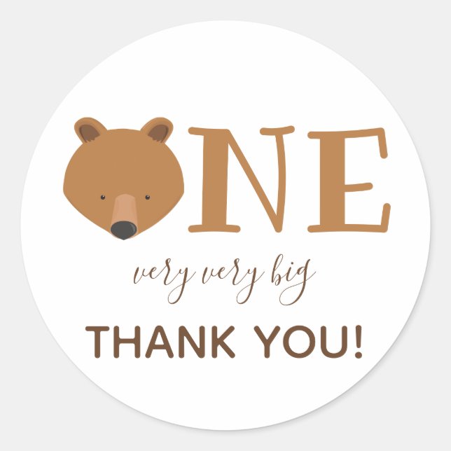 Bear One Süße Tier Vielen Dank Runder Aufkleber (Vorderseite)