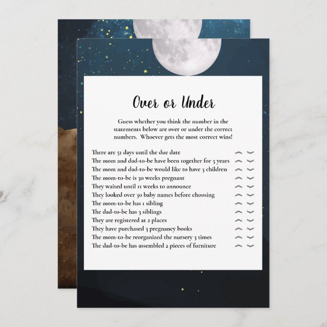 Bear Over oder unter Baby Showspiel Einladung (Vorne/Hinten)