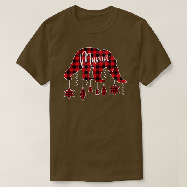 Bear Pajama Red Kariert Buffalo Family (53) T-Shirt (Design vorne)