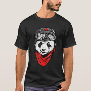 Bear Panda Bear Bamboo Bär Grosser Panda Moto Bike T-Shirt