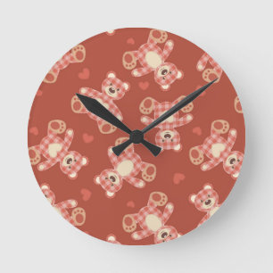 bear patchwork pattern runde wanduhr