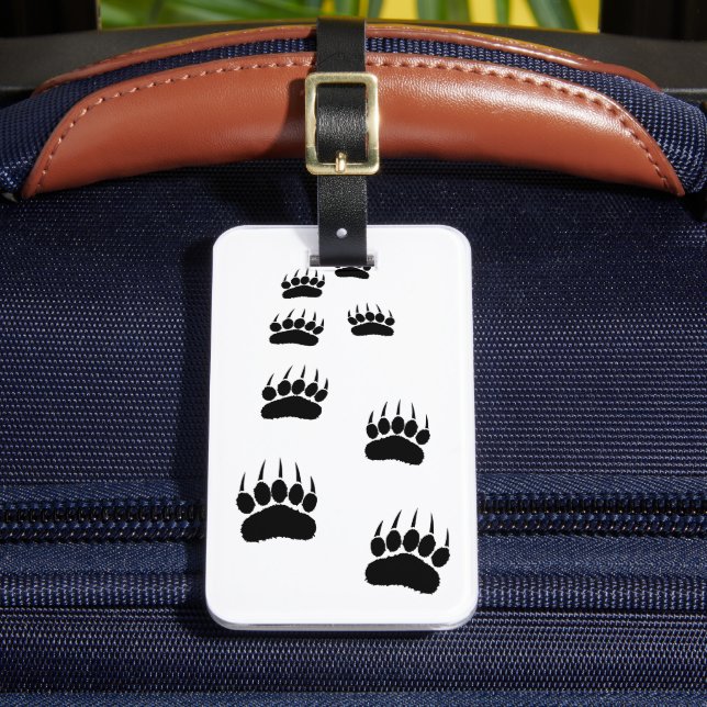 Bear Paw Print Luggage Tag Gepäckanhänger (Vorderseite Insitu 2)