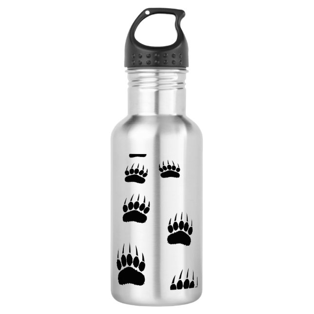 Bear Paw Prints Edelstahlflasche (Vorderseite)