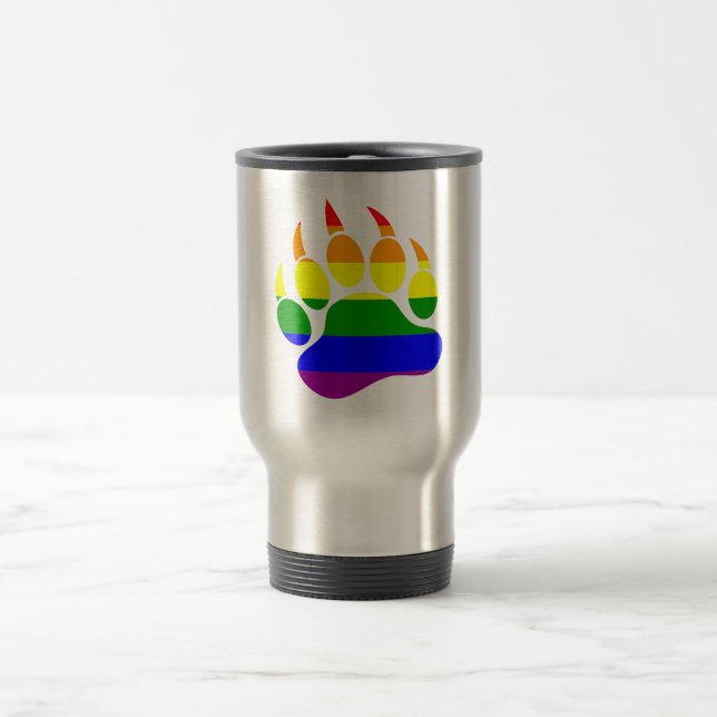 Bear Paw Rainbow Flag Reisebecher (Mittel)