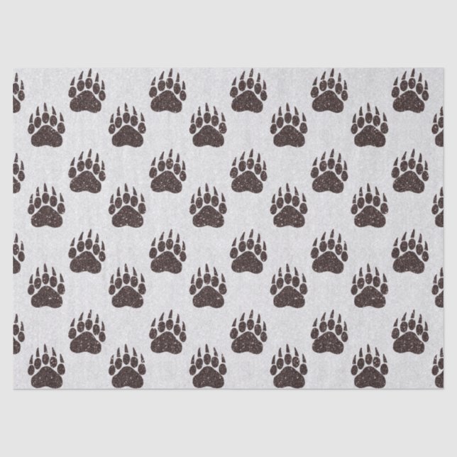 Bear Paw White Brown Glitzer Tissue Paper Seidenpapier (Vorderseite)