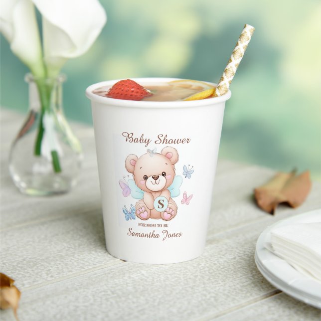Bear Personalisiert Baby Dusche Pappbecher (In Situ)