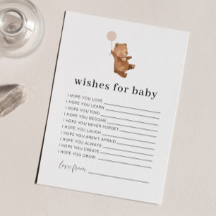 Bear Pink Balloon will Baby Card Einladung