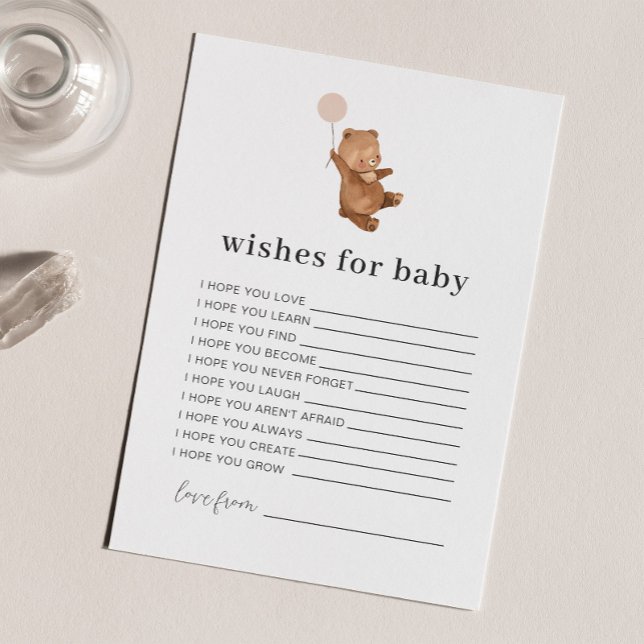 Bear Pink Balloon will Baby Card Einladung (Von Creator hochgeladen)