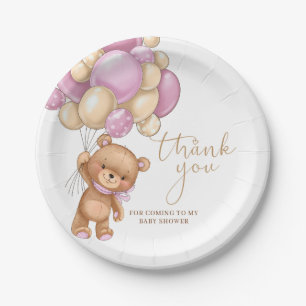 Bear Pink Balloons Babydusche Vielen Dank Tellern Pappteller