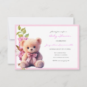 Bear Pink Bow Babydusche Es ist ein Mädchen