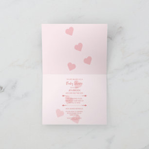 Bear Pink Hearts Baby shower plié Invitation