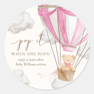 Bear Pink Pop, wenn sie Pop Runder Aufkleber