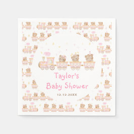 Bear Pink Train Baby Dusche Serviette
