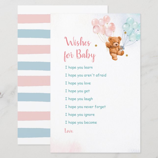 Bear Pink und Blue Gold Star wünschen für Baby (Vorne/Hinten)