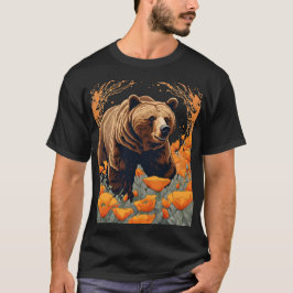Bear Plodding durch Orange California Poppies T-Shirt