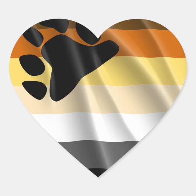 BEAR PRIDE FLAG WAVY DESIGN Herz-Aufkleber (Vorderseite)